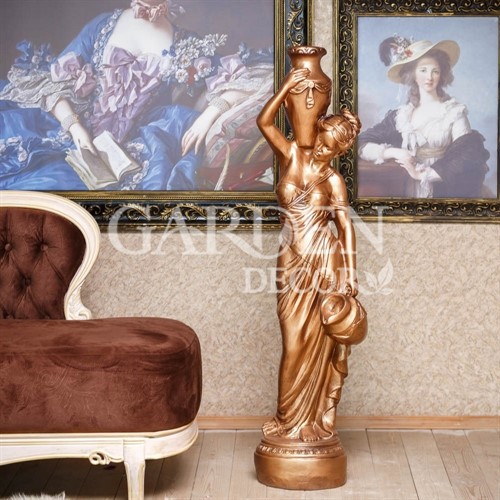 Скульптура декоративная Девушка с кувшинами золотая высота 140см F03092-G - фото 41802
