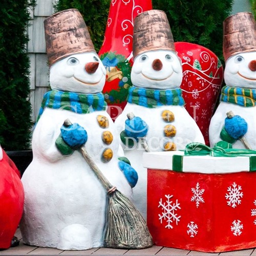 Фигура праздничная Снеговик средний полистоун высота 115см U08267 - фото 56280