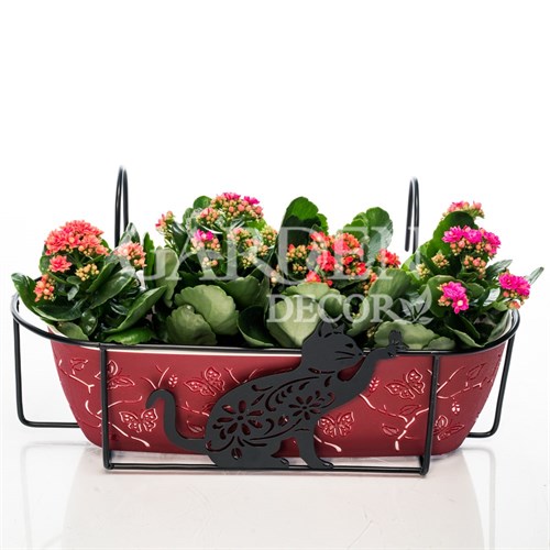 Балконный ящик для цветов с декоративным кованым кронштейном Кошка 203-009 - фото 59684