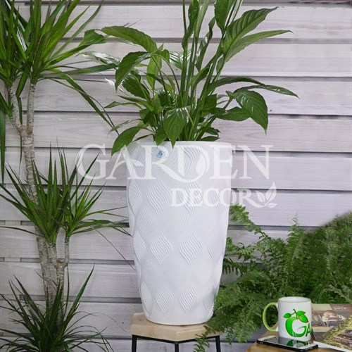 Кашпо Флоу Слим белый 24л 29х48 с вкладышем 5,5л - фото 63661