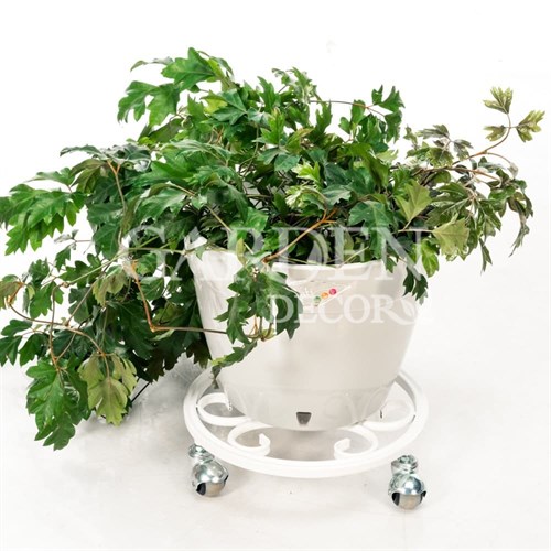 Подставка напольная на колёсиках для комнатных растений белая диаметр 30см 21-002W - фото 66336