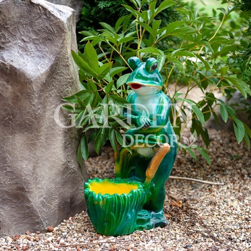 Фигура садовая с кашпо Лягушка в камышах высота 45 см F04050 - фото 66970