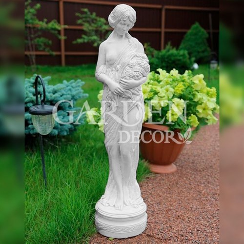 Скульптура декоративная Девушка с цветами белая матовая высота 77см F03003-WM - фото 67906