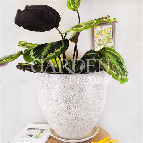 Горшок ТЕКСТУРА 26л бутон бело-жемчужный 37см - фото 69369