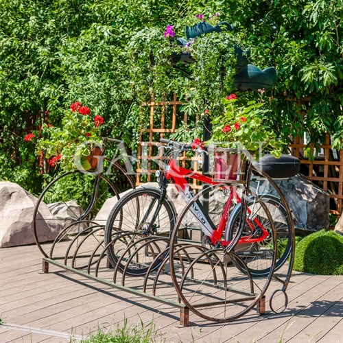 Велопарковка садовая с двумя подставками под цветы 71-209 - фото 72575