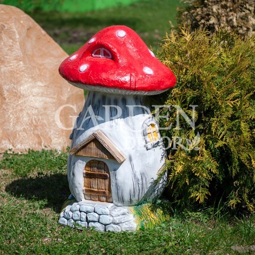 Фигура садовая Домик грибной полистоун высота 74см U08373 - фото 77244
