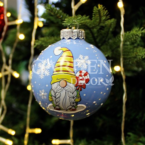 Шар ёлочный Сказочный гномик 80мм - фото 85279