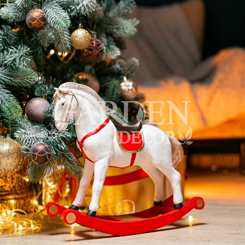 Фигура декоративная Лошадка-качалка новогодняя 34см U09279-Red - фото 88138