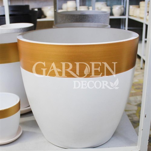 Горшок Голдэн 22л белый бутон №8 - фото 88579