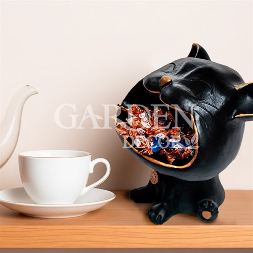 Конфетница декоративная Котэ чёрно-золотой полистоун U09396B - фото 88784