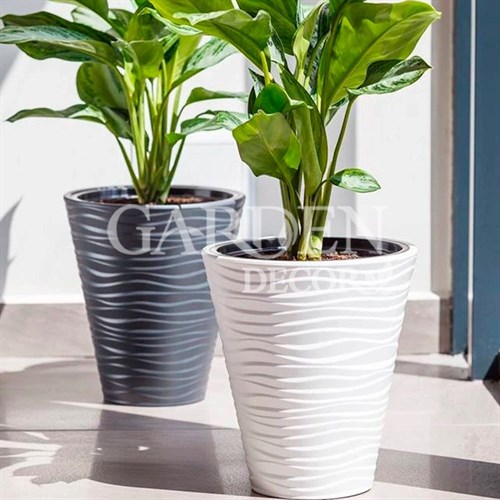 Кашпо САХАРА 21л 35х40см белый с вкладышем - фото 88940