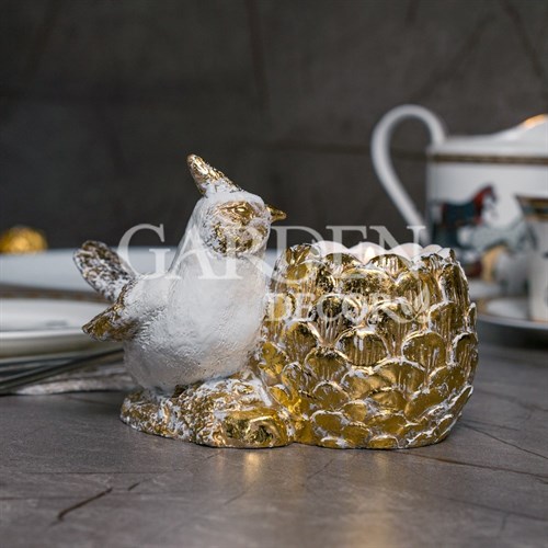 Подставка декоративная Птичка интерьерная бело-золотая U09351-GW - фото 89798