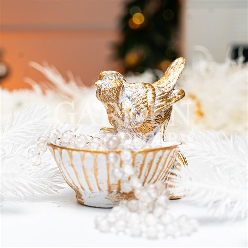 Подставка для украшений и мелочей Птичка декоративная бело-золотая U09227-WG - фото 89802