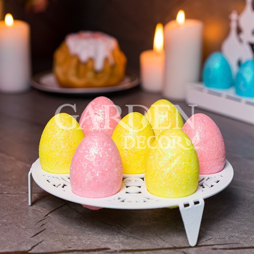 Подставка для пасхальных яиц круглая металлическая белая 750-017W - фото 89830