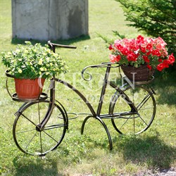 Цветочница садовая Велосипед на 4 кашпо металл высота 74см 53-605