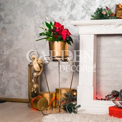 Цветочница напольная на 1 цветок кованая чёрно-золотая 25-012