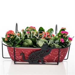 Балконный ящик для цветов с декоративным кованым кронштейном Кошка 203-009