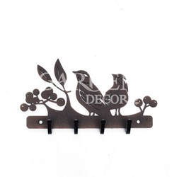 Ключница настенная металлическая черная Птички 701-028B