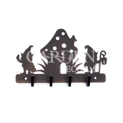Ключница настенная металлическая черная Гномы у гриба 701-025B