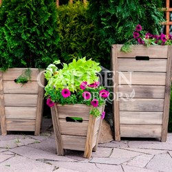 Набор садовых кашпо деревянных для растений