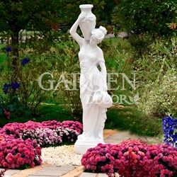 Скульптура парковая Девушка с кувшинами белая матовая высота 140см F03092-WM