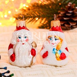 Набор елочных игрушек Дед Мороз и Снегурочка 2шт 9см