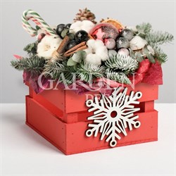 Ящик реечный подарочный Снежинка 13*13*9 см с декором