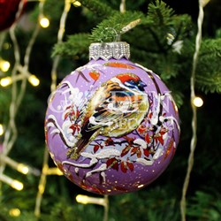 Шар ёлочный Воробей зимний 80мм