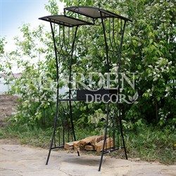 Мангал кованый с крышей и полкой для дров 860-98R