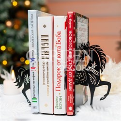 Ограничитель для книг на полке Конь чёрный 1шт металл 705-111B