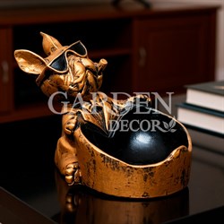 Конфетница декоративная Бульдог золотая полистоун U09392G