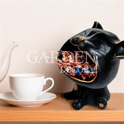 Конфетница декоративная Котэ чёрно-золотой полистоун U09396B