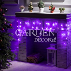 Гирлянда Бахрома ECO 3х0,5м фиолетовое свечение 8 режимов прозрачная нить