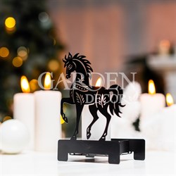 Подсвечник новогодний Лошадь на 1 свечу металл чёрный 730-094B