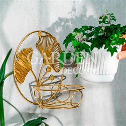 Подставка настенная на 1 цветок золотая металл 15-117G