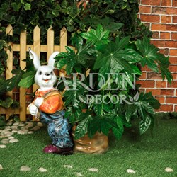 Фигура декоративная Зайчик с кашпо полистоун 60см F04041