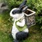Кашпо садовое фигура Заяц с корзиной чёрно-белый U09092-WBL - фото 61313
