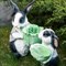 Кашпо садовое фигура Зайчонок с салатом бело-чёрный U09090-WBL - фото 63208