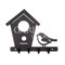 Ключница настенная металлическая черная Дом с птичкой 701-017B - фото 69155