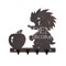 Ключница настенная металлическая коричневая Ёжик с яблоком 701-019Br - фото 69497