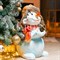 Фигура декоративная Снеговик с птичкой высота 50см полистоун F03181 - фото 88120